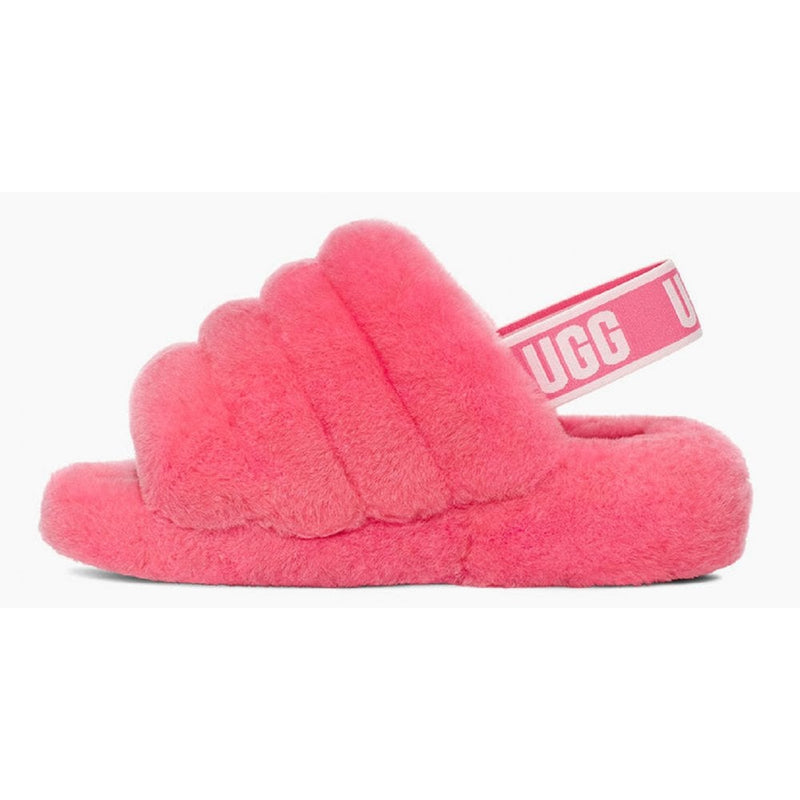 Womens Ugg Ladies Fluff Yeah Pink Logo Slide Sippers - Pink