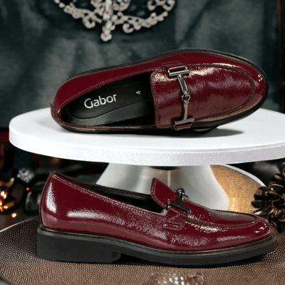 Womens Gabor 35.211 Burgundy Patent Loafer - Burgundy