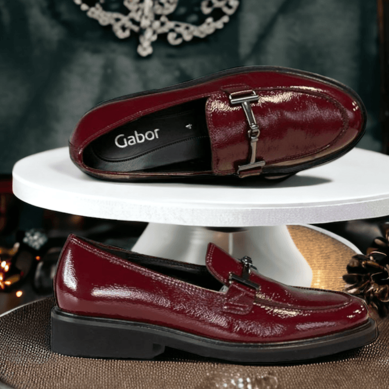 Womens Gabor 35.211 Burgundy Patent Loafer - Burgundy