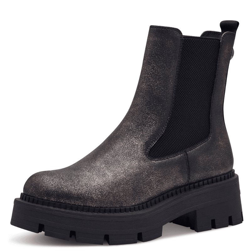 Womens Tamaris 25485 Bronze Shimmer Chunky Ankle Boots - Bronze