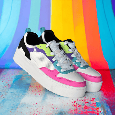 Skechers Girls Court High Colour Crush Trainers - White