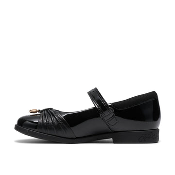 Girls Clarks Lock Gem Kid Black Patent School Shoes - Black Patent