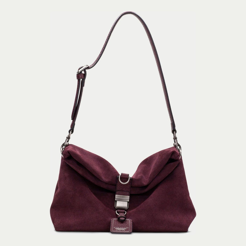 Womens Hispanitas 264948 Suede Shoulder Bag - Burgundy