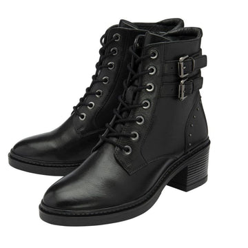 Womens Lotus Parton Laced Ankle Boots - Black