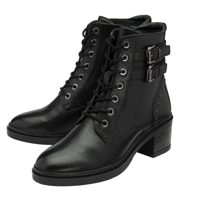 Womens Lotus Parton Laced Ankle Boots - Black