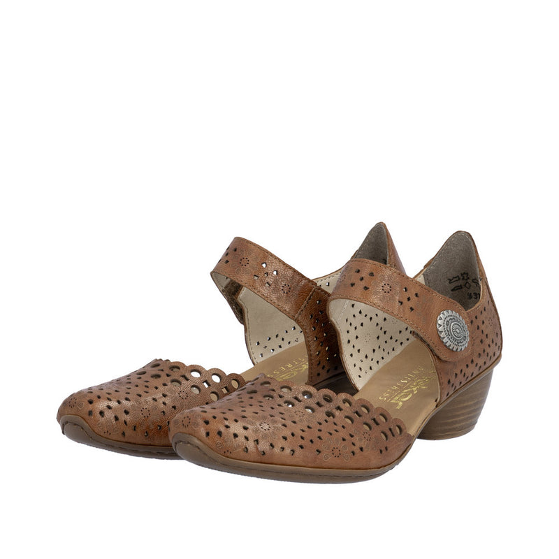 Womens Rieker 43753 Brown Heeled Sandal - Brown