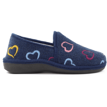 Womens Lunar Joyful Heart Closed in Slippers - Navy