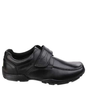 Boys Hush Puppies Freddy Black Junior School Shoes - Black