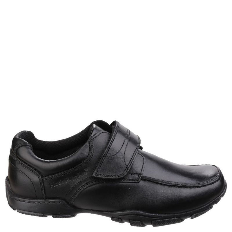 Boys Hush Puppies Freddy Black Junior School Shoes - Black