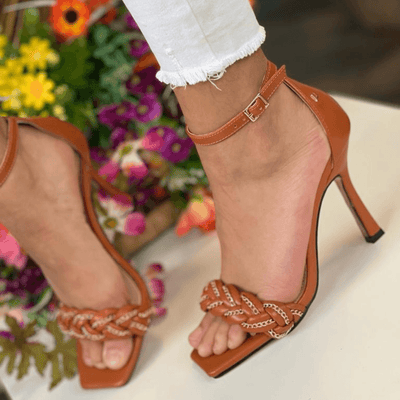 Womens Una Healy Sweet Emotions Square Toe Plaited Sandal - Tangerine