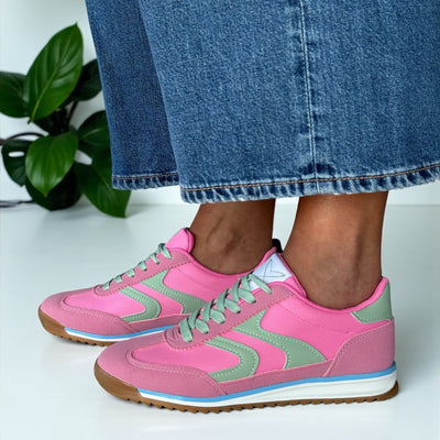 Womens Lunar Zoe Sporty Lace Up Trainers - Pink