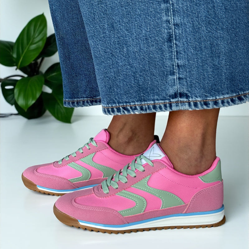 Womens Lunar Zoe Sporty Lace Up Trainers - Pink