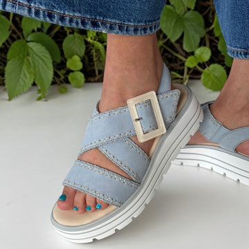 Womens Remonte D3N51 Blue Wedge Sandal - Blue