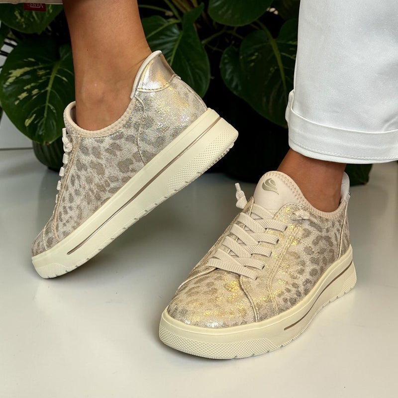Womens Jana 23764 Rose Gold Leopard Trainers - Rose Gold Leopard
