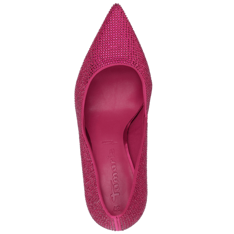 Womens Tamaris Diamante Stiletto Heels - Fuchsia