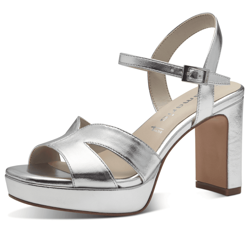 Womens Tamaris 28349 Platform Heeled Sandals - Silver