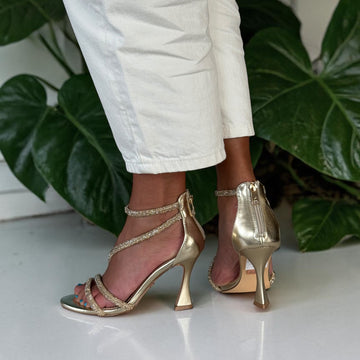 Womens Una Healy Centrefold Heeled Diamante Sandal - Bling