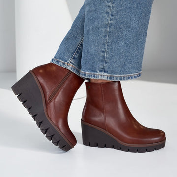 Womens Susst Buddy26 Wedge Ankle Boots - Cognac