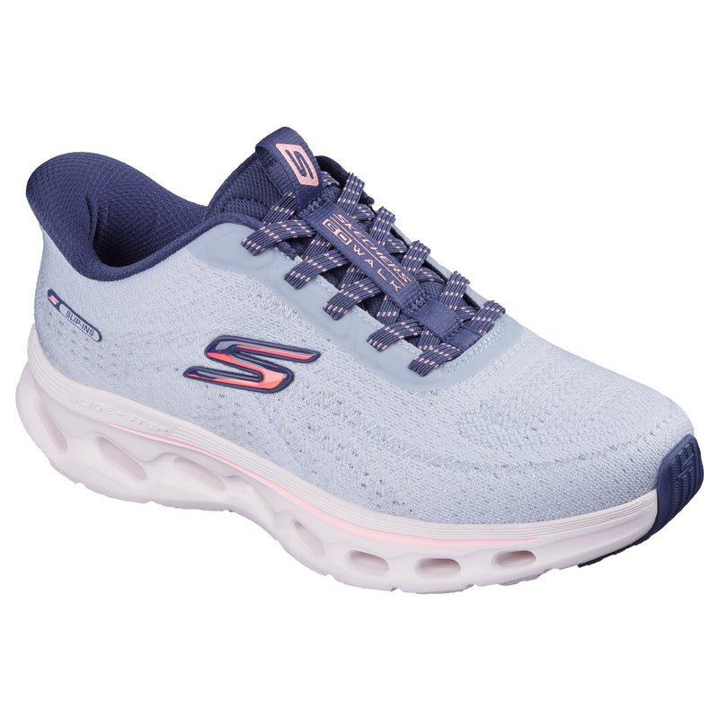 Womens Skechers 125144 Pale Blue & Pink Slip-Ins Monomesh Go Walk Glide-Step 2.0 Bungee - Blue