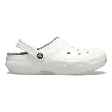 Mens Crocs Classic Lined Slippers - White/Grey