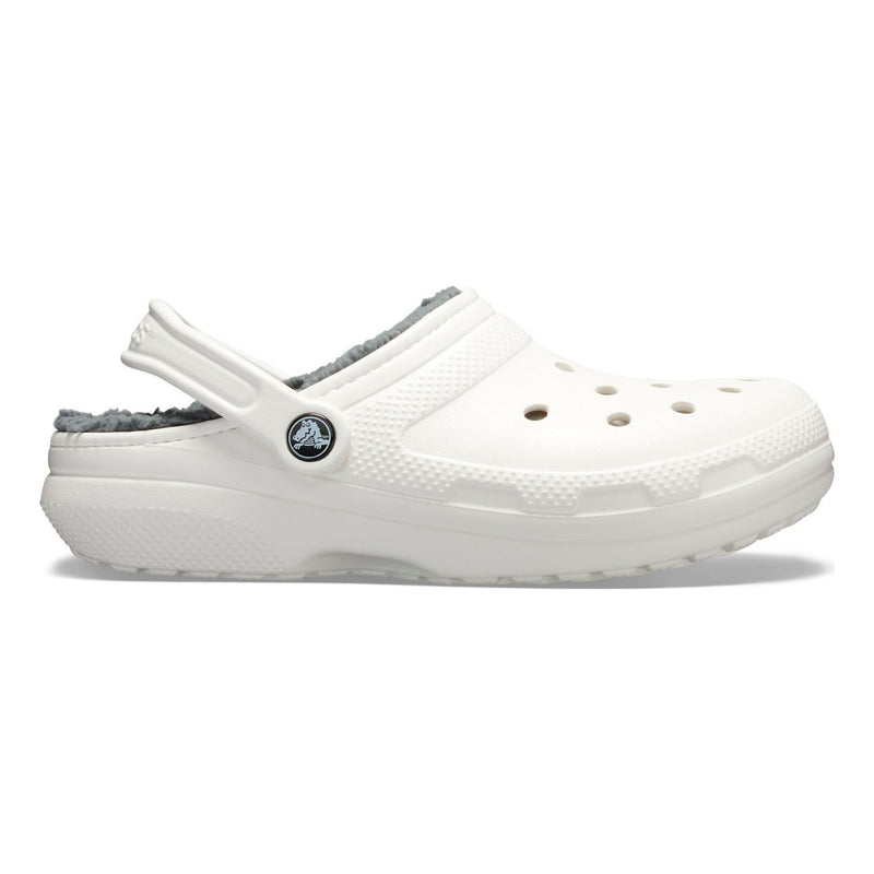 Mens Crocs Classic Lined Slippers - White/Grey