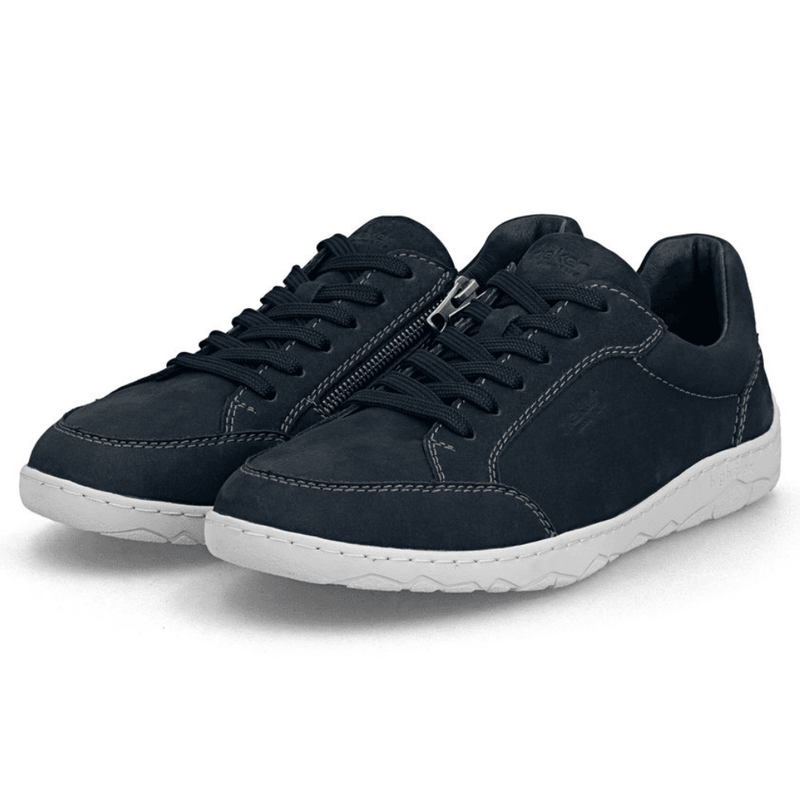 Mens Rieker 08300 Navy Suede Stitched Side Zip Trainers - Navy
