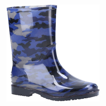 Kids Cotswold PVC Jnr Waterproof Wellingtons - Navy Camo