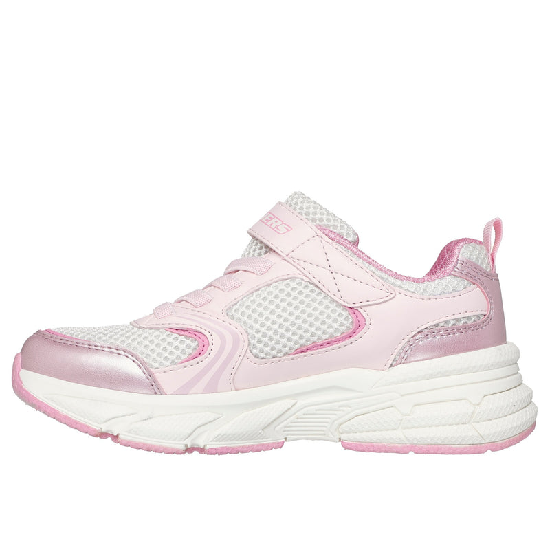 Girls Skechers 303692L Pink & White Sporty Retro-Graph Trainer - Junior - Pink