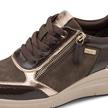 Womens Jana 23789 Cafe Side Zip Trainers - Cafe