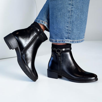 Womens Susst Gemma26 Faux Leather Ankle Boots - Black