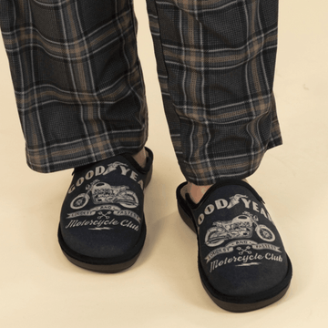 Goodyear Mens Huxley Grey Motorcycle Mule Slippers - Grey