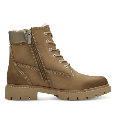 Womens Tamaris Comfort 86403 Camel Nubuck Lace and Zip Boots - Camel