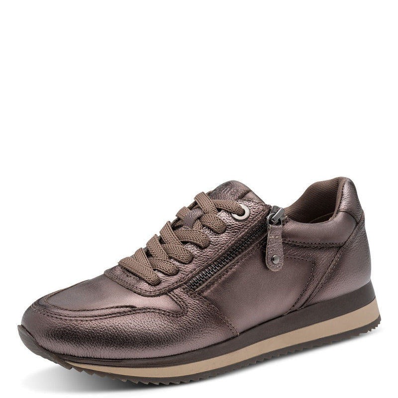 Womens Jana 23700 Pewter Side Zip Trainers - Pewter
