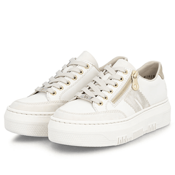 Womens Rieker M1912 Side Zip Platform Trainers - Off White