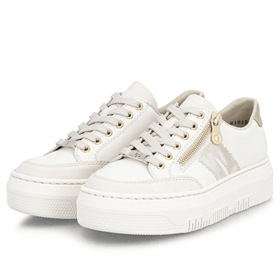 Womens Rieker M1912 Side Zip Platform Trainers - Off White