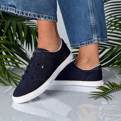 Womens Tommy Hilfiger Space Blue Low Profile Canvas Trainers - Space Blue