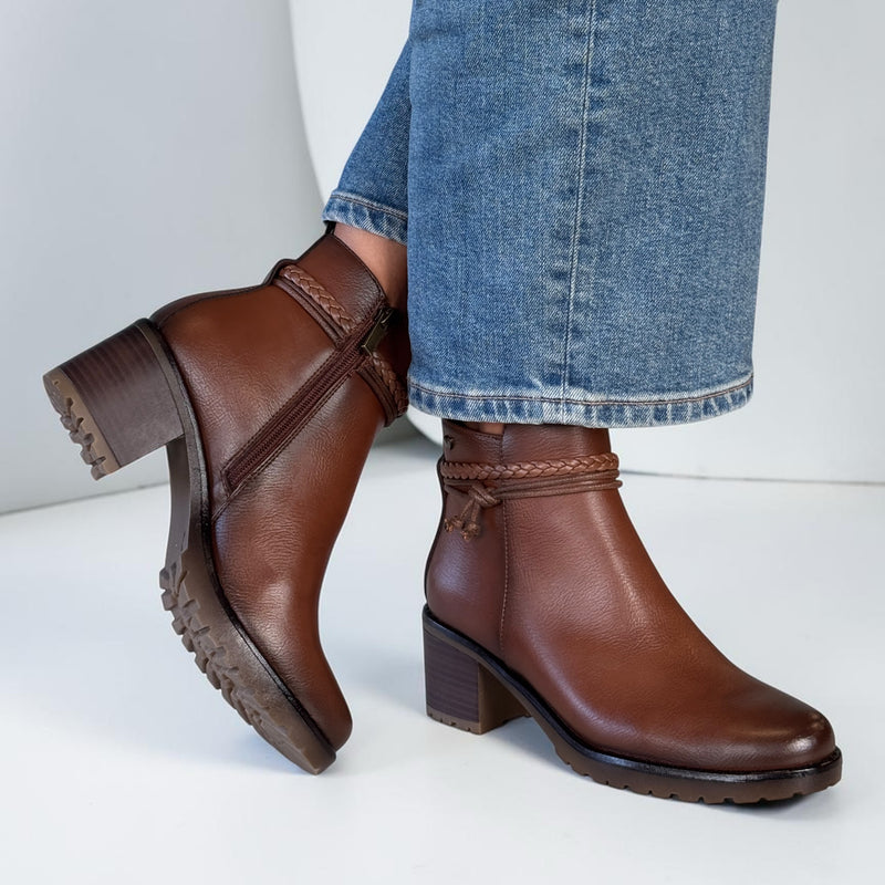 Womens Susst Virginia26 Tan Faux Leather Ankle Boots - Tan