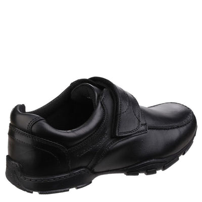 Boys Hush Puppies Freddy Black Senior School Shoes - Black