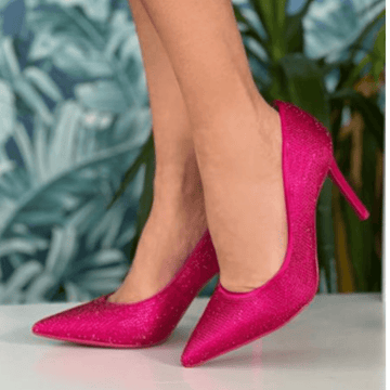 Womens Tamaris Diamante Stiletto Heels - Fuchsia