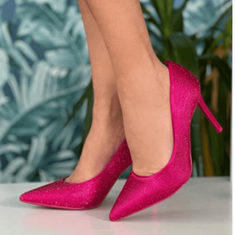 Womens Tamaris Diamante Stiletto Heels - Fuchsia