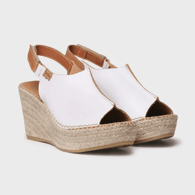Womens Toni Pons Lugano White Open Toe Espadrilles - White