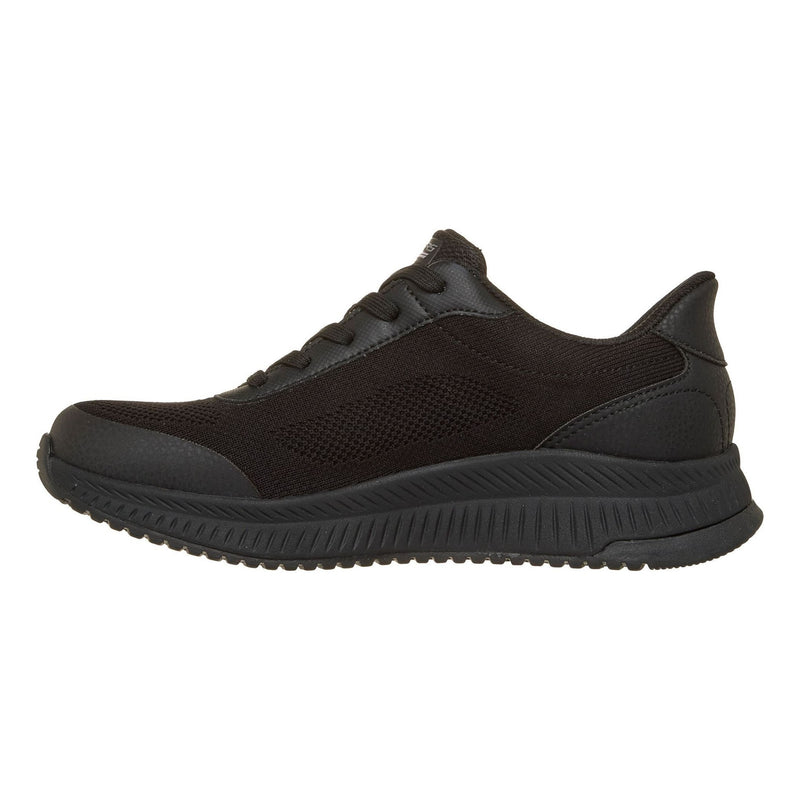 Womens Skechers 117744 Bobs Sport Squad 4 - Essential Look Waterproof Slip-Ins Trainers - Black
