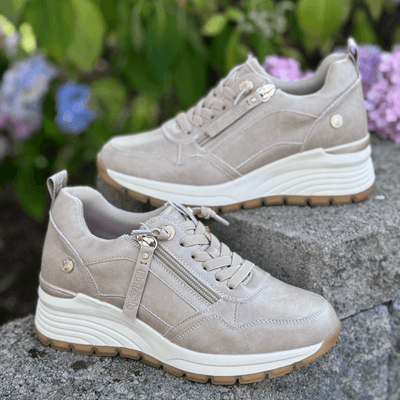Womens Refresh 172938 Beige Wedge Side Zip Trainers - Beige Gold