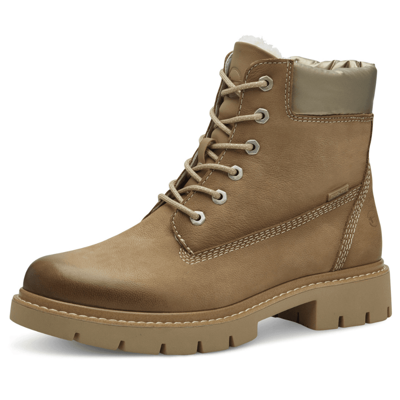 Womens Tamaris Comfort 86403 Camel Nubuck Lace and Zip Boots - Camel