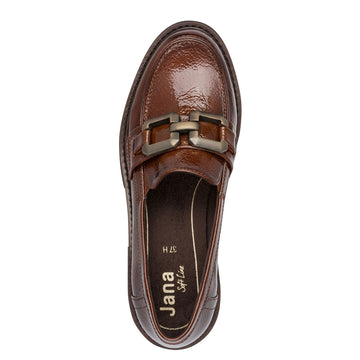 Womens Jana 24764 Cognac Patent Platform Loafer - Cognac Patent
