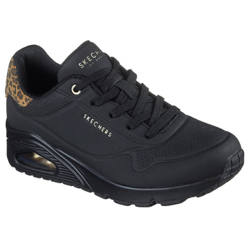 Womens Skechers 177093 Bubble Heel Trainer - Black Uno Leopard - Black