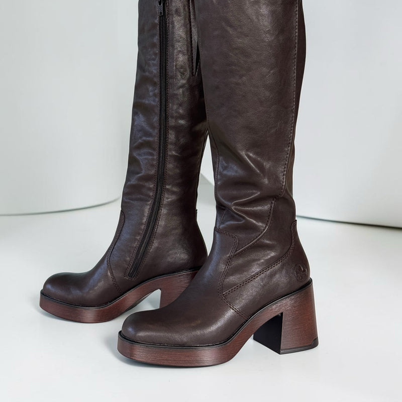 Womens Rieker 58090 Nougat Long Boots - Nougat