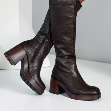 Womens Rieker 58090 Nougat Long Boots - Nougat