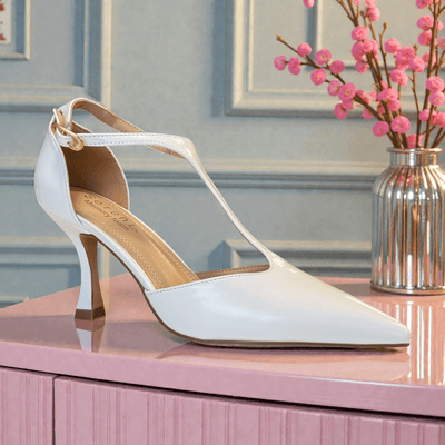 Womens Sorento Boynehill T-Bar Flared Heels - White