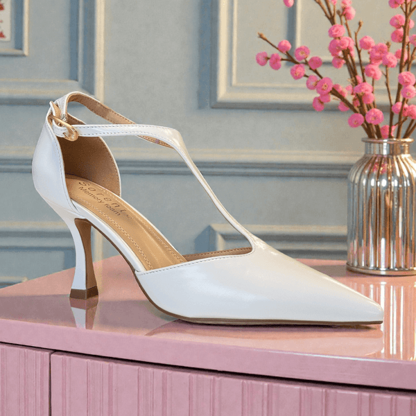 Womens Sorento Boynehill T-Bar Flared Heels - White